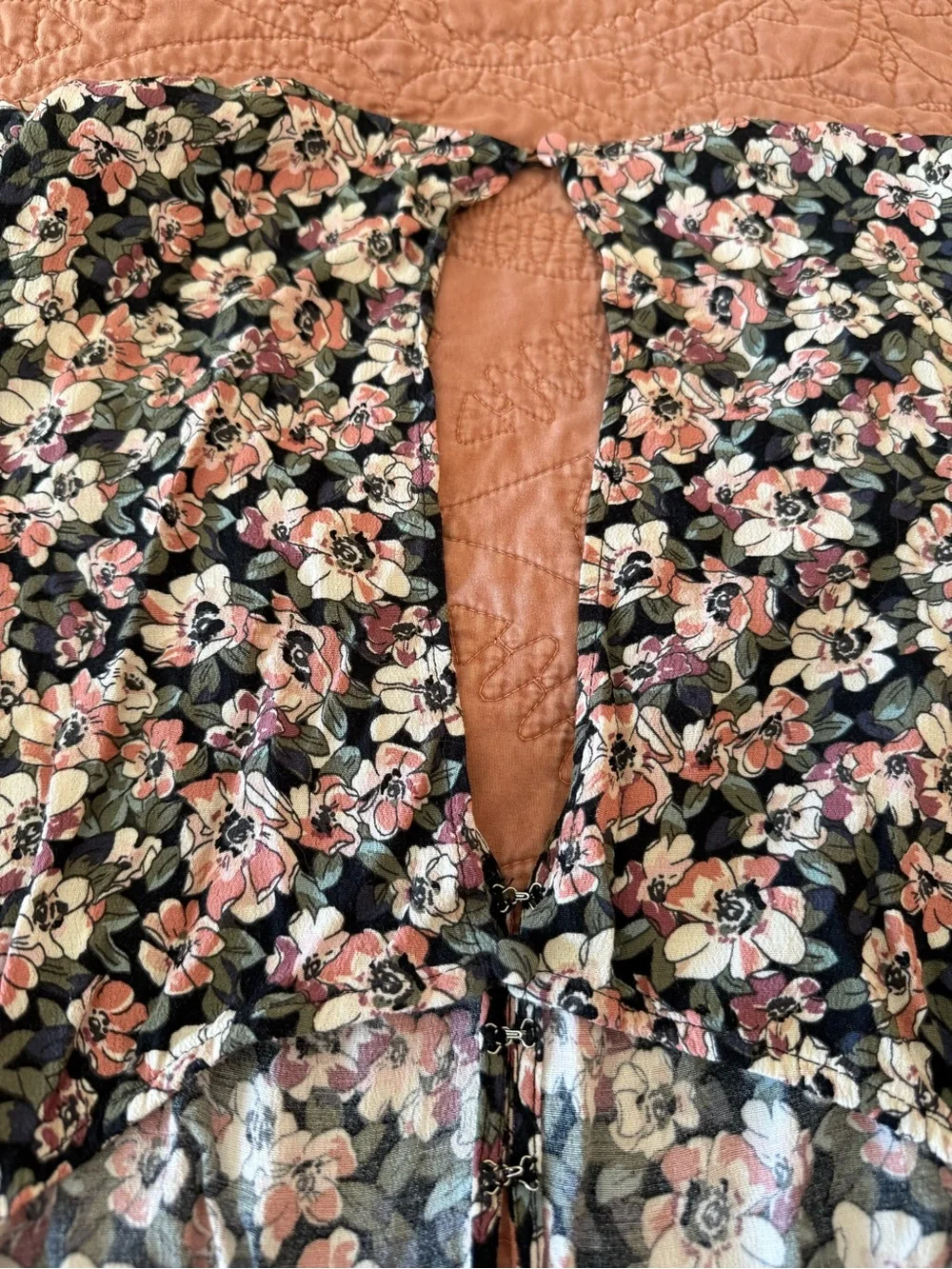 Abercrombie & Fitch Black Floral Maxi Dress with Pink and Cream Blooms